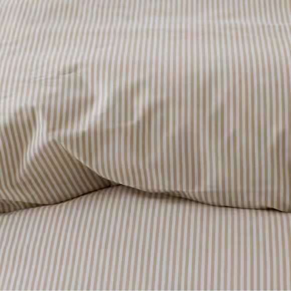 New The Company Store Sheet Set Stripe Yarn Dyed Percale Tan Stripe, Twin XL - Picture 7 of 10